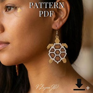 Sköldpaddsmönster i PDF-format | Miyuki-örhängen med seed bead-motiv inspirerade av havsdesign