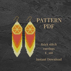 Orange Earrings Pattern PDF | Brick Stitch Beaded Fruit Earrings DIY | Miyuki Delica Seed Bead Summer Jewelry Tutorial