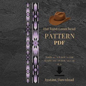 Modèle de bande de chapeau de cowboy en perles sur le métier à tisser : modèle PDF DIY de style cow-boy occidental