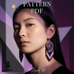Brick stitch earrings pattern PDF Fibonacci beadwork art inspired