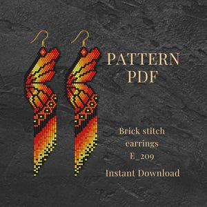 Butterfly Wings Seed Beads Earrings Pattern PDF Brick Stitch Miyuki Beading Patterns, Colorful Earrings
