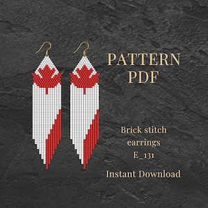 Maple Leaf Seed Bead Earrings Pattern Canadian Flag Brick Stitch PDF Pattern