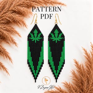 Cannabis Leaf Earrings Pattern PDF Marijuana Brick Stitch Seed Bead Earrings DIY Goth Style