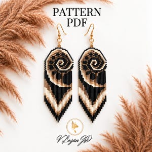 Brick stitch earrings pattern PDF Fibonacci beadwork art inspired
