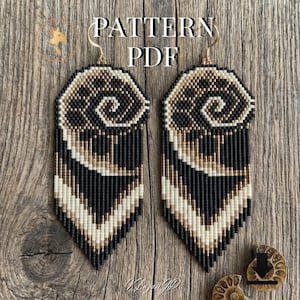 Brick stitch earrings pattern PDF Fibonacci beadwork art inspired