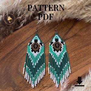 Schildkröte Brick Stichmuster PDF | Miyuki Rocailles Perlen Ohrringe Ocean Design Inspiriert