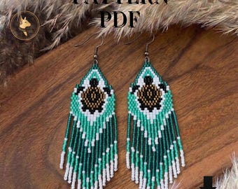 Turtle Brick Stitch Pattern PDF | Miyuki Seed Bead Earrings Ocean Design Inspired