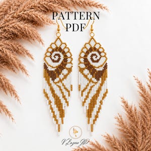 Brick stitch earrings pattern PDF Fibonacci beadwork art inspired