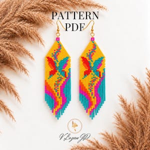 Butterfly Wings Seed Beads Earrings Pattern PDF Brick Stitch Miyuki Beading Patterns, Colorful Earrings
