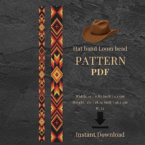 Padrão de faixa para chapéu bordada em tear com miçangas — Design de vaqueira e cowboy do Oeste (PDF)