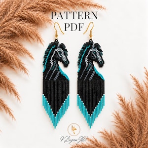 Modèle de boucles d'oreilles en point de brique Miyuki Hors, perles de rocaille, motif animal, PDF