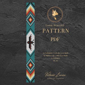 Thunderbird Loom Beading Bracelet Pattern PDF | Seed Bead Miyuki Delica Tribal Bracelet Design