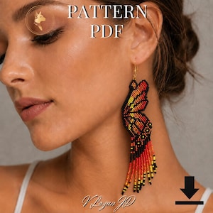 Butterfly Wings Seed Beads Earrings Pattern PDF Brick Stitch Miyuki Beading Patterns, Colorful Earrings