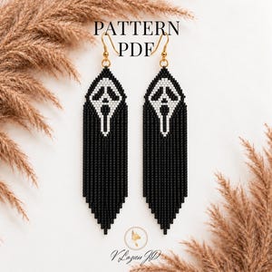 Scream Face Halloween Earrings Brick Stitch Pattern PDF Do It Yourself Halloween Gift Gothic Earrings