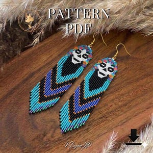 Brick Stitch Sugar Skull Earrings Pattern PDF Seed Bead Halloween Beading Tutorial DIY