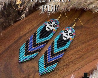 Brick Stitch Sugar Skull Earrings Pattern PDF Seed Bead Halloween Beading Tutorial DIY