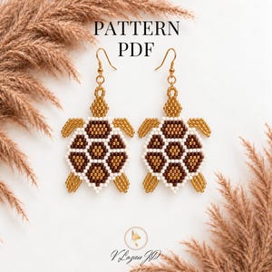 Turtle Earrings Pattern PDF Turtle Pattern Brick Stitch, Ocean Jewelry Design Inspired, Cute earrings Turtle Lover Gift