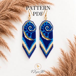 Brick Stitch Shell Earrings Pattern PDF Miyuki Seed Bead Earrings Fibonacci Art Inspired Statement Boho Earrings Crafter Gift