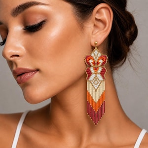 Butterfly Wings Seed Beads Earrings Pattern PDF Brick Stitch Miyuki Beading Patterns, Colorful Earrings