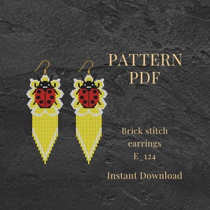 Ladybug Earrings Pattern PDF Brick Stitch Miyuki Seed Bead Lucky Earrings DIY