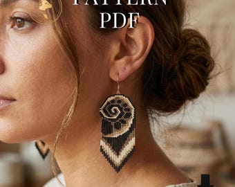 Brick stitch earrings pattern PDF Fibonacci beadwork art inspired