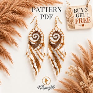 Brick stitch earrings pattern PDF Fibonacci beadwork art inspired