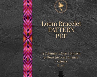 Patrón PDF para pulsera de cuentas Fuchsia Loom con cuentas de semillas Miyuki Delica, fabricación de joyas DIY