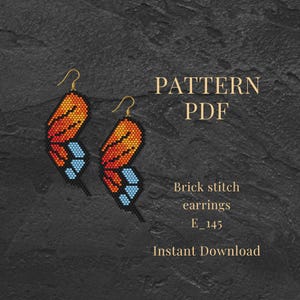 Ailes de papillon, perles de rocailles, motif PDF Brick Stitch, motifs perles Miyuki, boucles d'oreilles colorées