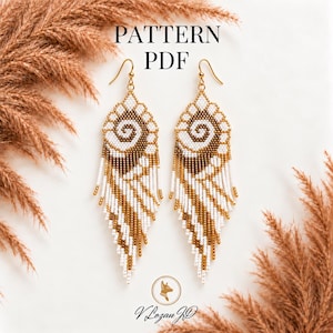 Brick stitch earrings pattern PDF Fibonacci beadwork art inspired