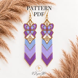 Modèle de boucles d'oreilles en perles de rocaille ailes de papillon (PDF), point de brique Miyuki, boucles d'oreilles colorées