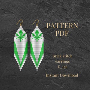Marijuana Leaf Seed Bead Earrings Pattern PDF Brick Stitch Cannabis Beaded Earrings Do It Yourself
