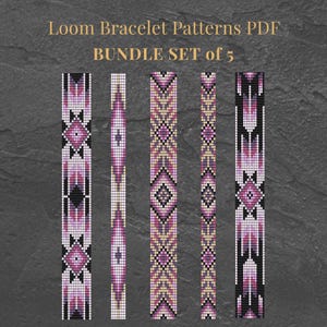 Lot de 5 modèles PDF de bracelets sur métier à tisser, lot de bracelets violet