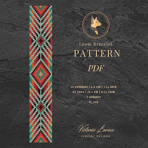 Loom Beading Bracelet Pattern PDF | Green Geometric Art Deco Bracelet Miyuki Delica