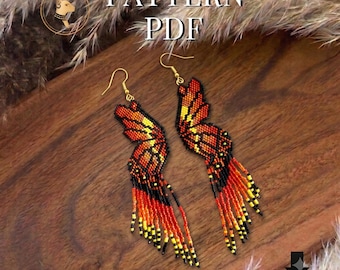 Butterfly Wings Seed Beads Earrings Pattern PDF Brick Stitch Miyuki Beading Patterns, Colorful Earrings