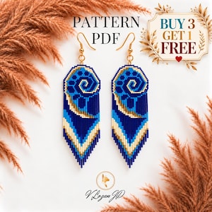 Brick Stitch Shell Earrings Pattern PDF Miyuki Seed Bead Earrings Fibonacci Art Inspired Statement Boho Earrings Crafter Gift