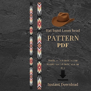 Patrón de banda para sombrero con cuentas en telar — Diseño de vaquera y vaquero del oeste (PDF)