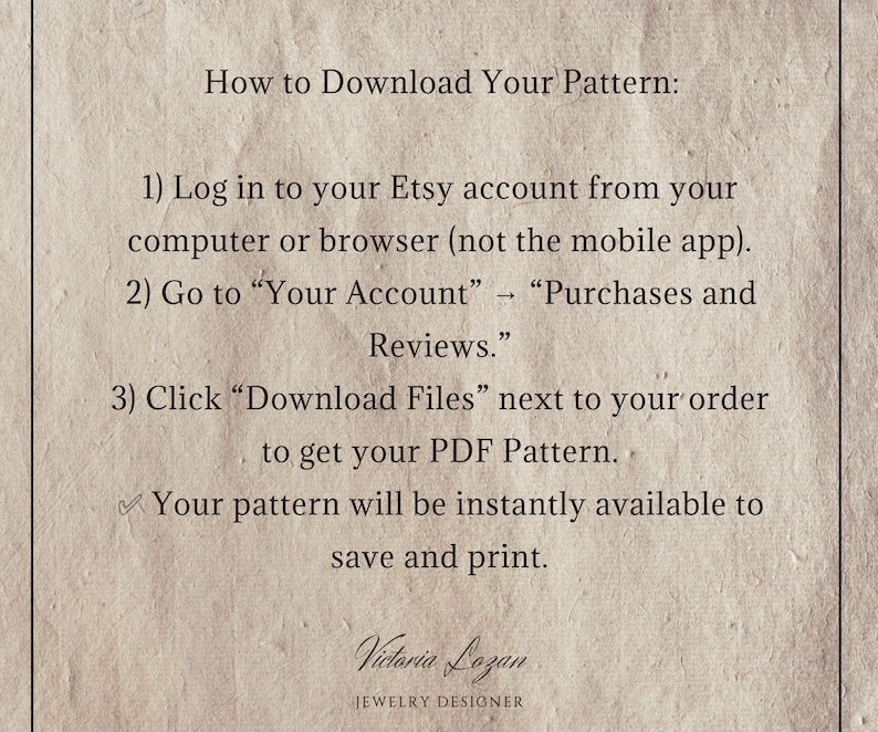 Beading Pattern PDF Download Information Page