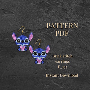 Modèle PDF de boucles d'oreilles Stitch : motif de perles de rocaille Miyuki Brick Stitch