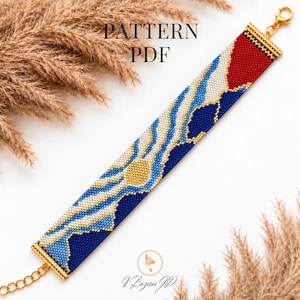 Mountain Peyote Bracelet Pattern, Miyuki Delica 11/0 Beading Pattern, Seed Bead Bracelet PDF, Landscape Jewelry, Réunion Island