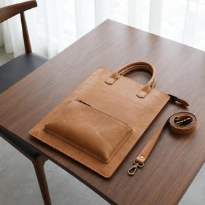 Laptoptasche aus Leder | Aktentasche | Schlanke Business-Mappe | Geschenkidee
