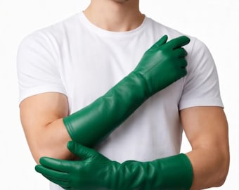 Guantes largos de piel de oveja, elegantes y de uso diario para hombre.
