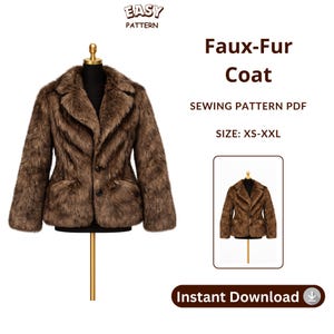 Oversized Faux Fur Coat Sewing Pattern | Women XS-2XL (Digital Download)