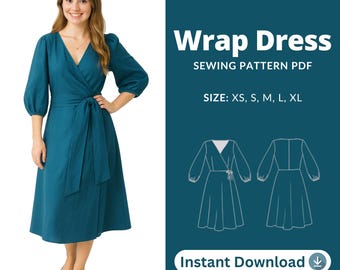 Wrap Dress Sewing Pattern | XS-XL Adjustable Tie (PDF Pattern)