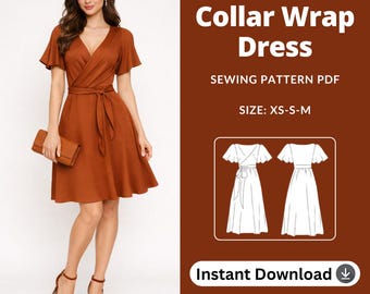 Midi Wrap Dress Sewing Pattern | DIY Linen Surplice (PDF Pattern)