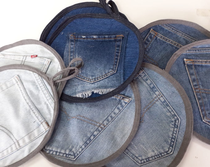 Recycled Denim Pot Holders Etsy