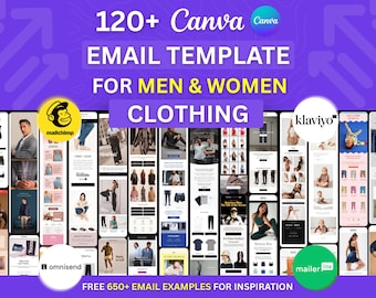 120+ Canva Email Template for Men & Women Clothing Brand Email Marketing Campaign Flodesk Klaviyo Mailchimp Newsletter Email Automation Flow