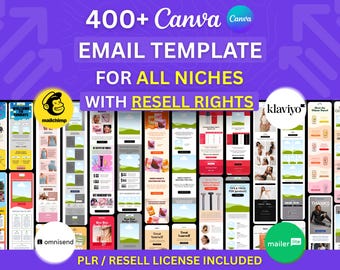 400+ PLR Email Template Canva For All Niches Email Marketing Campaign Klaviyo Mailchimp Newsletter Resell Templates Private Label Rights