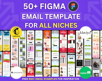 Más de 50 plantillas de correo electrónico Figma para todos los nichos Campaña de marketing por correo electrónico Comercio electrónico Marca Flodesk Klaviyo Mailchimp Boletín informativo Automatización de correo electrónico Flujo