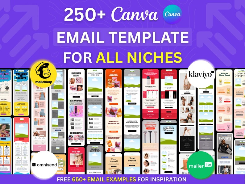 250+ premium email templates | easy to edit in canva... 250+ Email Template Canva for All Niches Email Marketing Campaign ...