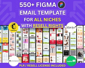 550+ PLR Email Template Figma For All Niches Email Marketing Campaign Flow Klaviyo Mailchimp Newsletter Resell Template Private Label Rights